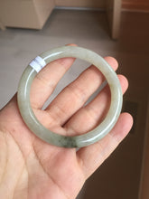 Load image into Gallery viewer, 54mm Certified type A 100% Natural light green dark green floating seaweed round cut Jadeite bangle PC138-6617
