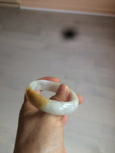 Load image into Gallery viewer, 50mm Certified Type A 100% Natural yellow/white oval shape Jadeite Jade bangle AY16-0762
