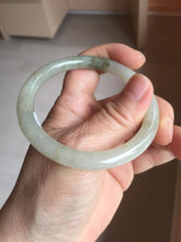 Load image into Gallery viewer, 54mm Certified type A 100% Natural light green dark green floating seaweed round cut Jadeite bangle PC138-6617
