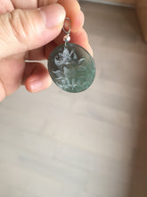 Load image into Gallery viewer, 卖了 100% natural green/blue/gray Guatemala nine-tailed fox safe and sound jadeite jade pendant AU77
