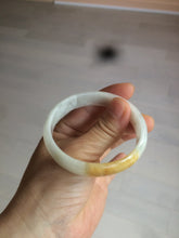 Load image into Gallery viewer, 50mm Certified Type A 100% Natural yellow/white oval shape Jadeite Jade bangle AY16-0762
