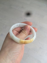 Load image into Gallery viewer, 50mm Certified Type A 100% Natural yellow/white oval shape Jadeite Jade bangle AY16-0762
