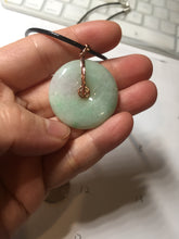 Load image into Gallery viewer, 29.8mm Type A 100% Natural suny green purple yellow(FU LU SHOU, 福禄寿) Jadeite Safety Guardian Button donuts pendant PD185
