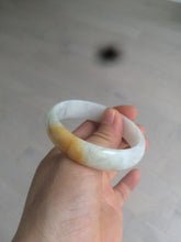 Load image into Gallery viewer, 50mm Certified Type A 100% Natural yellow/white oval shape Jadeite Jade bangle AY16-0762
