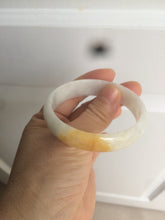 Load image into Gallery viewer, 50mm Certified Type A 100% Natural yellow/white oval shape Jadeite Jade bangle AY16-0762
