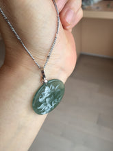 Load image into Gallery viewer, 卖了 100% natural green/blue/gray Guatemala nine-tailed fox safe and sound jadeite jade pendant AU77
