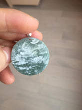 Load image into Gallery viewer, 100% natural green/blue/gray Guatemala Water Lily safe and sound jadeite jade pendant AU78
