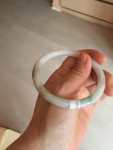 Load image into Gallery viewer, 55.5 mm Certified type A 100% Natural light  green brown white slim round cut Jadeite bangle GL28-12-9451
