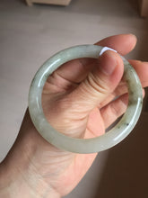 Load image into Gallery viewer, 54mm Certified type A 100% Natural light green dark green floating seaweed round cut Jadeite bangle PC60-6625
