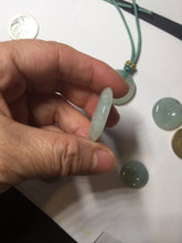 Load image into Gallery viewer, 19.7-27.5mm Type A 100% Natural light green white Jadeite Jade Safety Guardian Button donuts couple pendant PC130
