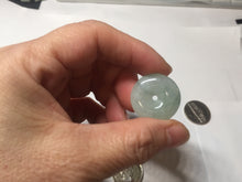 Load image into Gallery viewer, 22.9mm Type A 100% Natural white with green floating flowers Jadeite Safety Guardian Button donuts pendant PD13
