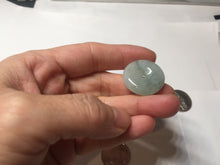 Load image into Gallery viewer, 22.9mm Type A 100% Natural white with green floating flowers Jadeite Safety Guardian Button donuts pendant PD13
