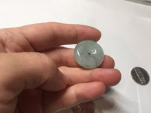 Load image into Gallery viewer, 22.9mm Type A 100% Natural white with green floating flowers Jadeite Safety Guardian Button donuts pendant PD13
