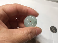 Load image into Gallery viewer, 22.9mm Type A 100% Natural white with green floating flowers Jadeite Safety Guardian Button donuts pendant PD13

