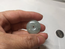 Load image into Gallery viewer, 22.9mm Type A 100% Natural white with green floating flowers Jadeite Safety Guardian Button donuts pendant PD13
