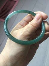 Load image into Gallery viewer, 61mm Certified Type A 100% Natural icy watery deep sea dark green/blue/gray/black slim round cut Guatemala Jadeite bangle X148-2091
