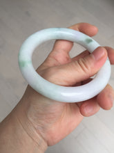 Load image into Gallery viewer, 60mm certified 100% natural light green/white/purple chubby round cut jadeite jade bangle BS40-8569
