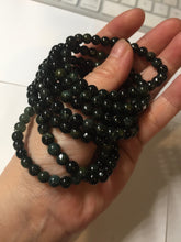 Load image into Gallery viewer, 5.5-6mm 100% natural type A dark green/black jadeite jade beads bracelet group BL132
