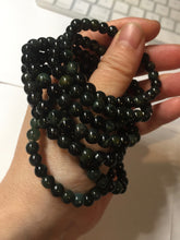 Load image into Gallery viewer, 5.5-6mm 100% natural type A dark green/black jadeite jade beads bracelet group BL132
