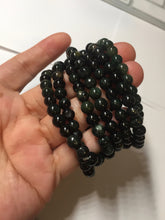 Load image into Gallery viewer, 5.5-6mm 100% natural type A dark green/black jadeite jade beads bracelet group BL132
