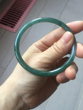 Load image into Gallery viewer, 61mm Certified Type A 100% Natural icy watery deep sea dark green/blue/gray/black slim round cut Guatemala Jadeite bangle X148-2091
