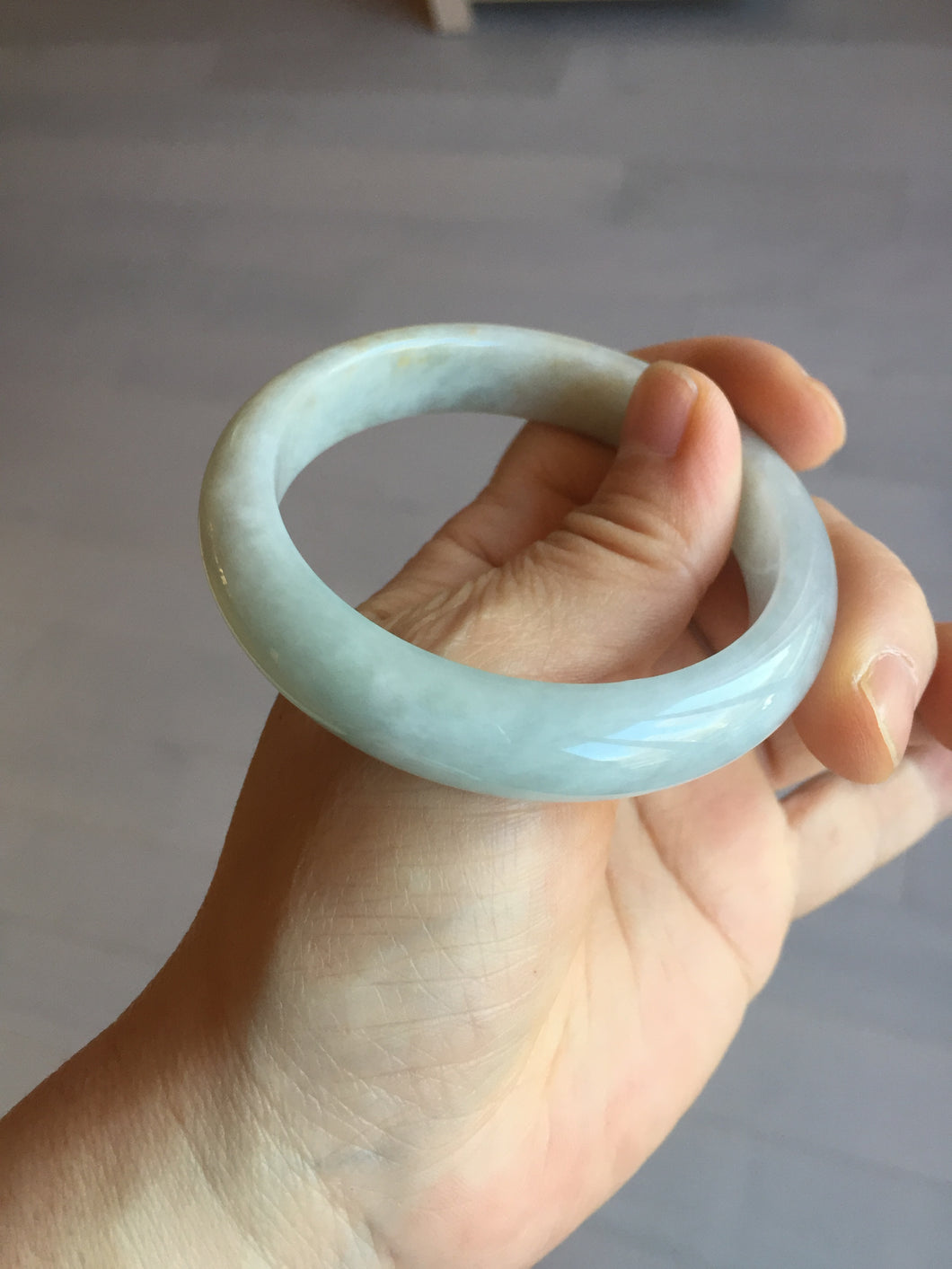 54.5mm Certified 100% natural Type A light green white yellow jadeite jade bangle AX137-0804