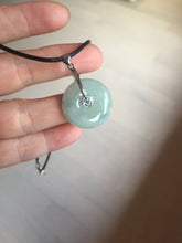 Load image into Gallery viewer, 22.9mm Type A 100% Natural white with green floating flowers Jadeite Safety Guardian Button donuts pendant PD13
