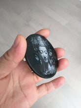 Load image into Gallery viewer, 100% Natural type A black jadeite jade(墨翠, mocui) Beauty safe and sound pendant/worry stone/decor BM37
