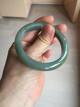 Load image into Gallery viewer, 53.2mm certified type A 100% Natural dark green/gray/yellow Jadeite Jade bangle AF96-7577
