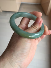 Load image into Gallery viewer, 53.2mm certified type A 100% Natural dark green/gray/yellow Jadeite Jade bangle AF96-7577
