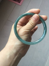 Load image into Gallery viewer, 59.5mm Certified Type A 100% Natural icy watery deep sea dark green/blue/gray slim round cut Guatemala Jadeite bangle X147-2098
