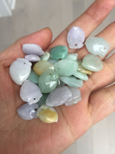 Load image into Gallery viewer, Type A 100% Natural icy watery sunny green/purple/white/yellow Jadeite Jade Peach Pendant group PB91
