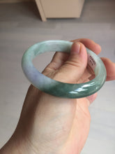 Load image into Gallery viewer, 54.5mm certified 100% natural icy watery oily dark green purple jadeite jade bangle BH87-9118
