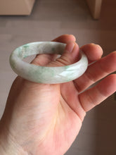 Load image into Gallery viewer, 53mm Certified Type A 100% Natural light green white with green floating flowers Jadeite bangle BS44-1751
