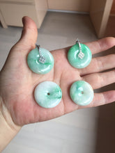 Load image into Gallery viewer, 26-28mm Type A 100% Natural sunny green yellow Jadeite Jade Safety Guardian Button donuts Pendant group BP96
