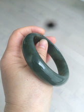 Load image into Gallery viewer, 57mm type A 100% Natural icy dark green/black jadeite jade bangle AY36-1097
