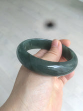 Load image into Gallery viewer, 57mm type A 100% Natural icy dark green/black jadeite jade bangle AY36-1097
