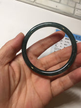 Load image into Gallery viewer, 56mm Certified Type A 100% Natural dark green/blue/gray Guatemala slim round cut Jadeite bangle PD16-4447
