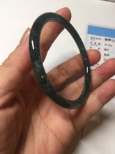 Load image into Gallery viewer, 56mm Certified Type A 100% Natural dark green/blue/gray Guatemala slim round cut Jadeite bangle PD16-4447
