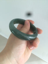 Load image into Gallery viewer, 57mm type A 100% Natural icy dark green/black jadeite jade bangle AY36-1097
