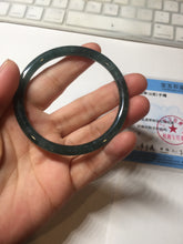 Load image into Gallery viewer, 56mm Certified Type A 100% Natural dark green/blue/gray Guatemala slim round cut Jadeite bangle PD16-4447
