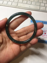 Load image into Gallery viewer, 56mm Certified Type A 100% Natural dark green/blue/gray Guatemala slim round cut Jadeite bangle PD16-4447
