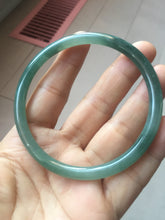 Load image into Gallery viewer, 61.2mm Certified Type A 100% Natural icy watery deep sea dark green/blue/gray/black slim round cut Guatemala Jadeite bangle X145-2097
