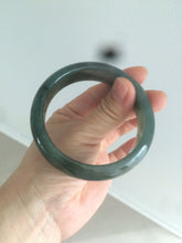 Load image into Gallery viewer, 57mm type A 100% Natural icy dark green/black jadeite jade bangle AY36-1097
