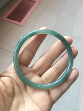 Load image into Gallery viewer, 61.2mm Certified Type A 100% Natural icy watery deep sea dark green/blue/gray/black slim round cut Guatemala Jadeite bangle X145-2097
