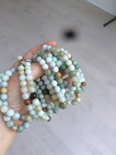 Load image into Gallery viewer, 7-7.6mm 100% natural type A green/white/yellow/brown jadeite jade beads bracelet AQ73
