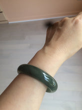 Load image into Gallery viewer, 57mm type A 100% Natural icy dark green/black jadeite jade bangle AY36-1097
