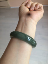 Load image into Gallery viewer, 57mm type A 100% Natural icy dark green/black jadeite jade bangle AY36-1097
