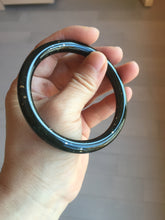 Load image into Gallery viewer, 59mm 100% Natural dark green/black meteorite Stellar Night sky round cut nephrite bangle HF91-8252
