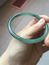 Load image into Gallery viewer, 61.2mm Certified Type A 100% Natural icy watery deep sea dark green/blue/gray/black slim round cut Guatemala Jadeite bangle X145-2097
